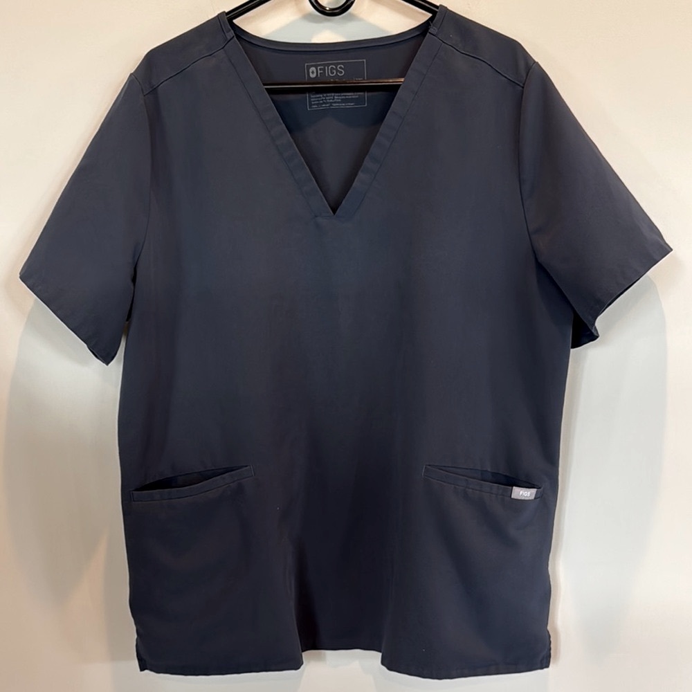 Figs Gray Relaxed Short Sleeve Scrub Top